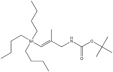 (2E)-3-Tributylstannyl-N-(tert-butoxycarbonyl)-2-methyl-2-propen-1-amine 구조식 이미지