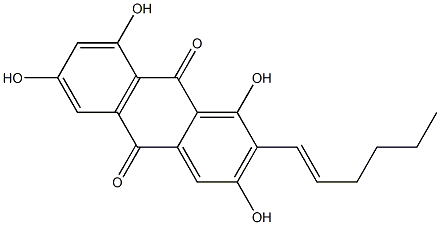 2-[(E)-1-Hexenyl]-1,3,6,8-tetrahydroxyanthraquinone Structure