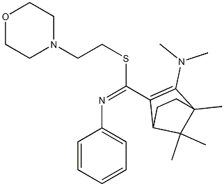 4,7,7-Trimethyl-3-(dimethylamino)-N-phenylbicyclo[2.2.1]hept-2-ene-2-carbimidothioic acid (2-morpholinoethyl) ester Structure