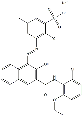 2-Chloro-5-methyl-3-[[3-[[(2-chloro-6-ethoxyphenyl)amino]carbonyl]-2-hydroxy-1-naphtyl]azo]benzenesulfonic acid sodium salt Structure