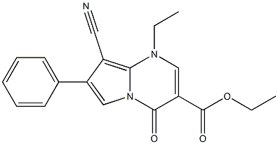 1-Ethyl-4-oxo-7-phenyl-8-cyano-1,4-dihydropyrrolo[1,2-a]pyrimidine-3-carboxylic acid ethyl ester 구조식 이미지