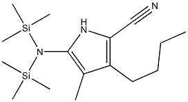 5-[Bis(trimethylsilyl)amino]-3-butyl-4-methyl-1H-pyrrole-2-carbonitrile Structure