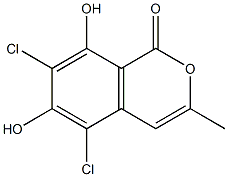 5,7-Dichloro-6,8-dihydroxy-3-methylisocoumarin 구조식 이미지