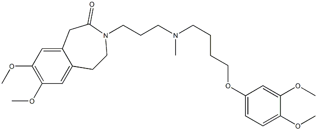 4,5-Dihydro-7,8-dimethoxy-3-[3-[N-methyl-4-(3,4-dimethoxyphenoxy)butylamino]propyl]-1H-3-benzazepin-2(3H)-one 구조식 이미지