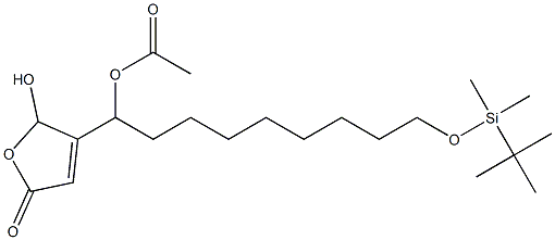 Acetic acid 1-[(2,5-dihydro-2-hydroxy-5-oxofuran)-3-yl]-9-(tert-butyldimethylsiloxy)nonyl ester 구조식 이미지