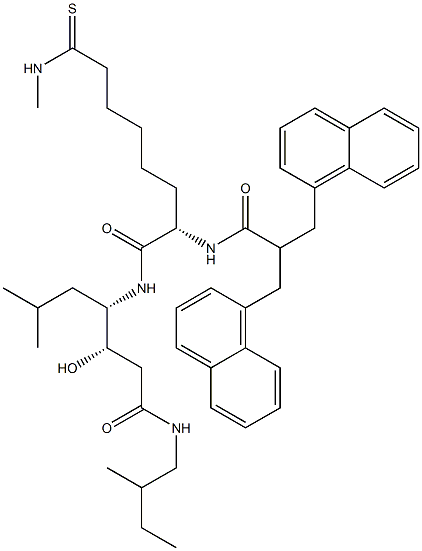 (3S,4S)-4-[(S)-2-[2,2-Bis(1-naphthalenylmethyl)-1-oxoethylamino]-7-[methylamino(thiocarbonyl)]heptanoylamino]-3-hydroxy-6-methyl-N-(2-methylbutyl)heptanamide Structure