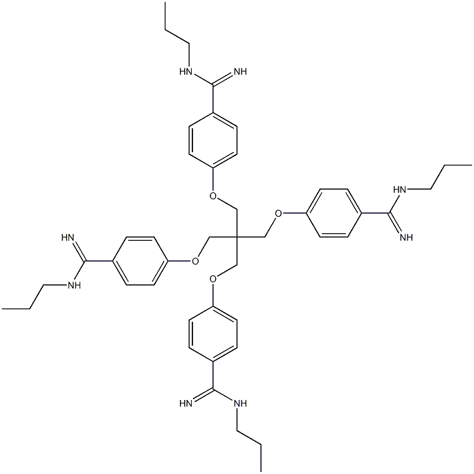 4,4',4'',4'''-[Methanetetrayltetrakis(methyleneoxy)]tetrakis(N1-propylbenzamidine) 구조식 이미지