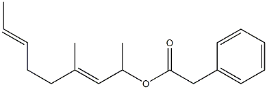 Phenylacetic acid 1,3-dimethyl-2,6-octadienyl ester Structure