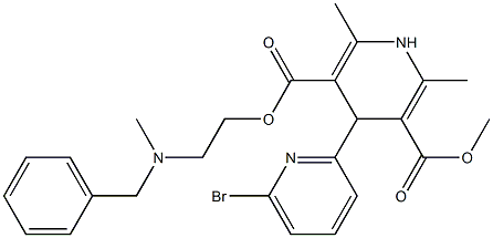 4-(6-Bromopyridin-2-yl)-1,4-dihydro-2,6-dimethylpyridine-3,5-dicarboxylic acid 3-methyl 5-[2-(N-methyl-N-benzylamino)ethyl] ester 구조식 이미지