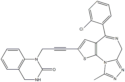 4-(2-Chlorophenyl)-9-methyl-2-[3-[(1,2,3,4-tetrahydro-2-oxoquinazolin)-1-yl]-1-propynyl]-6H-thieno[3,2-f][1,2,4]triazolo[4,3-a][1,4]diazepine Structure