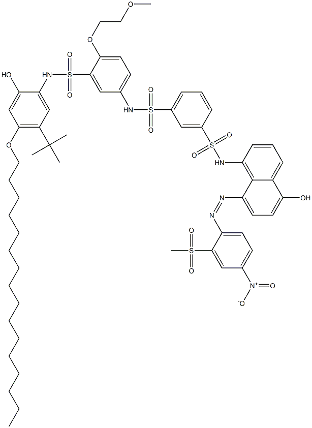 N-[3-[(5-tert-Butyl-4-hexadecyloxy-2-hydroxyphenyl)aminosulfonyl]-4-(2-methoxyethoxy)phenyl]-N'-[5-hydroxy-8-(2-methylsulfonyl-4-nitrophenylazo)-1-naphtyl]-1,3-benzenedisulfonamide Structure