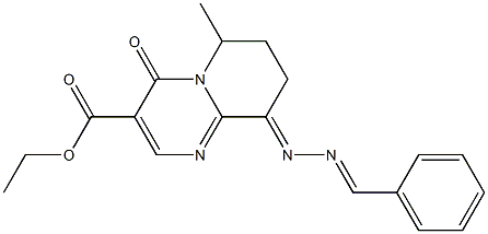 9-[2-(Benzylidene)hydrazono]-6-methyl-6,7,8,9-tetrahydro-4-oxo-4H-pyrido[1,2-a]pyrimidine-3-carboxylic acid ethyl ester 구조식 이미지