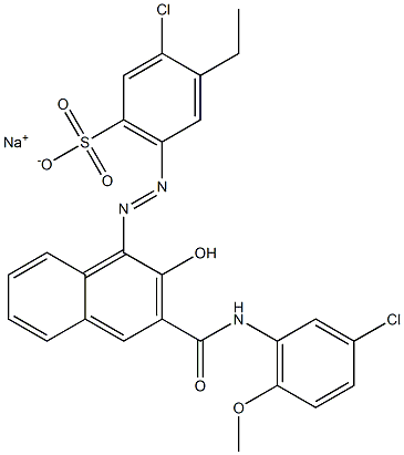 3-Chloro-4-ethyl-6-[[3-[[(3-chloro-6-methoxyphenyl)amino]carbonyl]-2-hydroxy-1-naphtyl]azo]benzenesulfonic acid sodium salt Structure