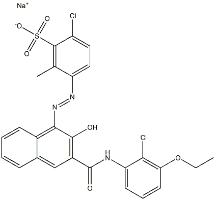 2-Chloro-6-methyl-5-[[3-[[(2-chloro-3-ethoxyphenyl)amino]carbonyl]-2-hydroxy-1-naphtyl]azo]benzenesulfonic acid sodium salt 구조식 이미지