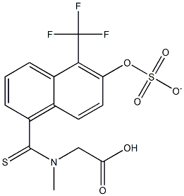 N-[[6-(Sulfonatooxy)-5-(trifluoromethyl)naphthalen-1-yl]thioxomethyl]-N-methylglycine 구조식 이미지