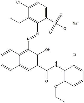 4-Chloro-3-ethyl-2-[[3-[[(2-chloro-6-ethoxyphenyl)amino]carbonyl]-2-hydroxy-1-naphtyl]azo]benzenesulfonic acid sodium salt 구조식 이미지