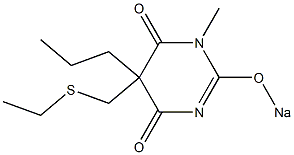 5-(Ethylthiomethyl)-1-methyl-5-propyl-2-sodiooxy-4,6(1H,5H)-pyrimidinedione 구조식 이미지