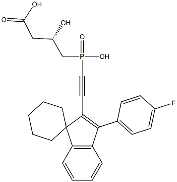 (3S)-3-Hydroxy-4-[hydroxy[[3-(4-fluorophenyl)spiro[1H-indene-1,1'-cyclohexan]-2-yl]ethynyl]phosphinyl]butyric acid 구조식 이미지