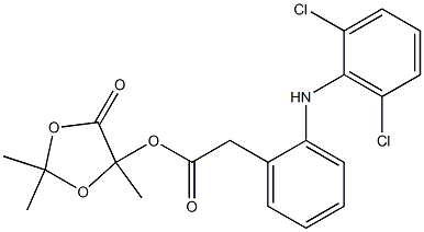 2-(2,6-Dichlorophenylamino)benzeneacetic acid 2,2,5-trimethyl-4-oxo-1,3-dioxolan-5-yl ester 구조식 이미지