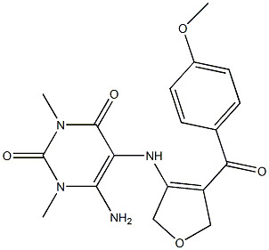 6-Amino-5-[[2,5-dihydro-4-(4-methoxybenzoyl)furan]-3-ylamino]-1,3-dimethyluracil 구조식 이미지