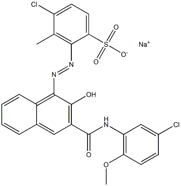 4-Chloro-3-methyl-2-[[3-[[(3-chloro-6-methoxyphenyl)amino]carbonyl]-2-hydroxy-1-naphtyl]azo]benzenesulfonic acid sodium salt Structure