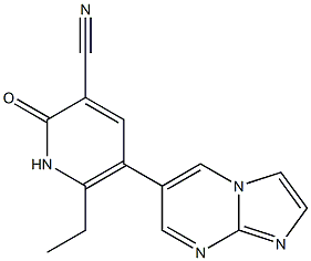 6-[(1,2-Dihydro-2-oxo-3-cyano-6-ethylpyridin)-5-yl]imidazo[1,2-a]pyrimidine 구조식 이미지