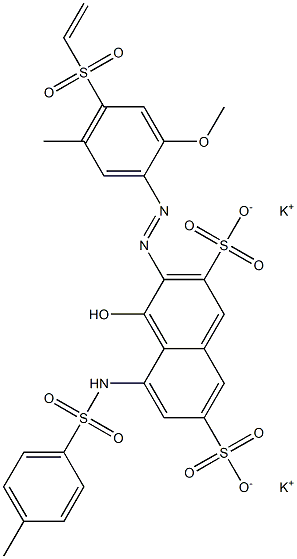 4-Hydroxy-3-[2-methoxy-5-methyl-4-(vinylsulfonyl)phenylazo]-5-tosylamino-2,7-naphthalenedisulfonic acid dipotassium salt 구조식 이미지