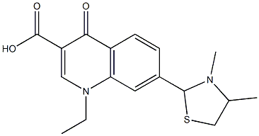 1,4-Dihydro-1-ethyl-4-oxo-7-(3,4-dimethylthiazolidin-2-yl)quinoline-3-carboxylic acid 구조식 이미지