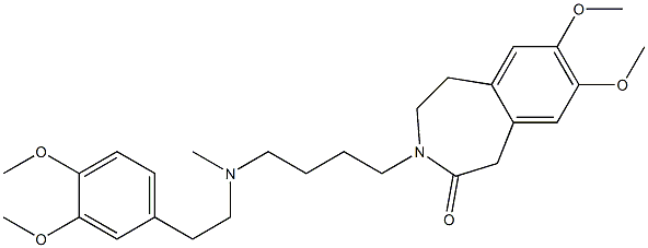 4,5-Dihydro-7,8-dimethoxy-3-[4-[N-methyl-2-(3,4-dimethoxyphenyl)ethylamino]butyl]-1H-3-benzazepin-2(3H)-one 구조식 이미지