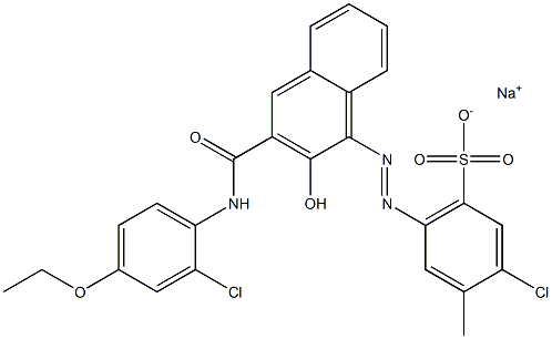 3-Chloro-4-methyl-6-[[3-[[(2-chloro-4-ethoxyphenyl)amino]carbonyl]-2-hydroxy-1-naphtyl]azo]benzenesulfonic acid sodium salt 구조식 이미지