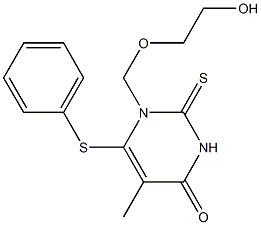 1-(2-Hydroxyethoxymethyl)-5-methyl-6-(phenylthio)-2(1H)-thioxopyrimidine-4(3H)-one 구조식 이미지