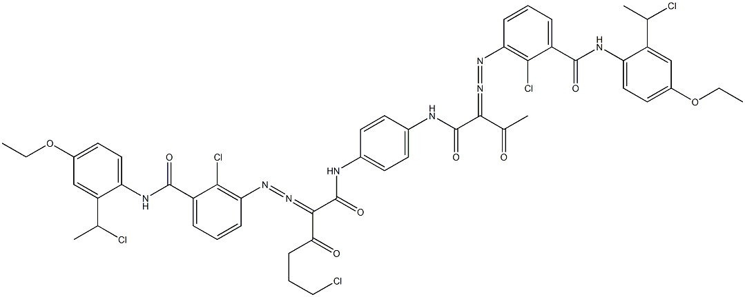 3,3'-[2-(2-Chloroethyl)-1,4-phenylenebis[iminocarbonyl(acetylmethylene)azo]]bis[N-[2-(1-chloroethyl)-4-ethoxyphenyl]-2-chlorobenzamide] 구조식 이미지