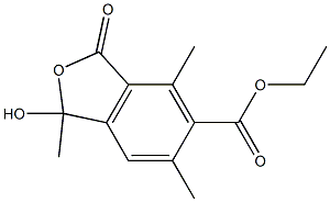 1-Hydroxy-1,4,6-trimethyl-3-oxo-1,3-dihydroisobenzofuran-5-carboxylic acid ethyl ester 구조식 이미지
