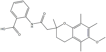 N-[[(3,4-Dihydro-6-methoxy-2,5,7,8-tetramethyl-2H-1-benzopyran)-2-yl]acetyl]anthanilic acid 구조식 이미지