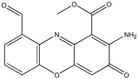 2-Amino-9-formyl-3-oxo-3H-phenoxazine-1-carboxylic acid methyl ester Structure