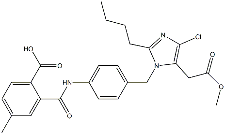 2-Butyl-4-chloro-1-[4-[2-(hydroxycarbonyl)-5-methylbenzoylamino]benzyl]-1H-imidazole-5-acetic acid methyl ester Structure