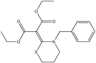 2-[(3-Benzyl-3,4,5,6-tetrahydro-2H-1,3-thiazin)-2-ylidene]malonic acid diethyl ester 구조식 이미지