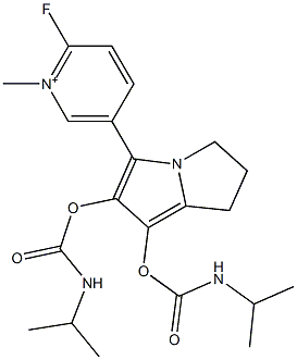 2-Fluoro-5-[[6,7-dihydro-1,2-bis(isopropylaminocarbonyloxy)-5H-pyrrolizin]-3-yl]-1-methylpyridinium Structure