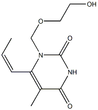 1-(2-Hydroxyethoxymethyl)-6-[(Z)-1-propenyl]thymine 구조식 이미지