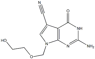 2-Amino-3,4-dihydro-7-(2-hydroxyethoxymethyl)-4-oxo-7H-pyrrolo[2,3-d]pyrimidine-5-carbonitrile 구조식 이미지