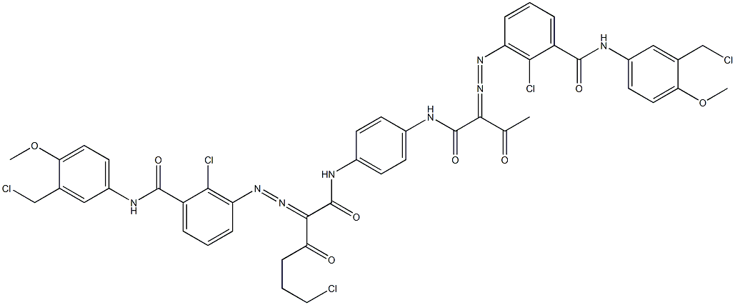 3,3'-[2-(2-Chloroethyl)-1,4-phenylenebis[iminocarbonyl(acetylmethylene)azo]]bis[N-[3-(chloromethyl)-4-methoxyphenyl]-2-chlorobenzamide] Structure