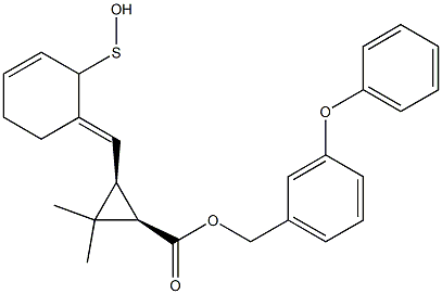 (1R,3S)-2,2-Dimethyl-3-[[(3E)-2,3,4,5-tetrahydro-2-oxothiophen]-3-ylidenemethyl]cyclopropane-1-carboxylic acid-3-phenoxybenzyl ester 구조식 이미지