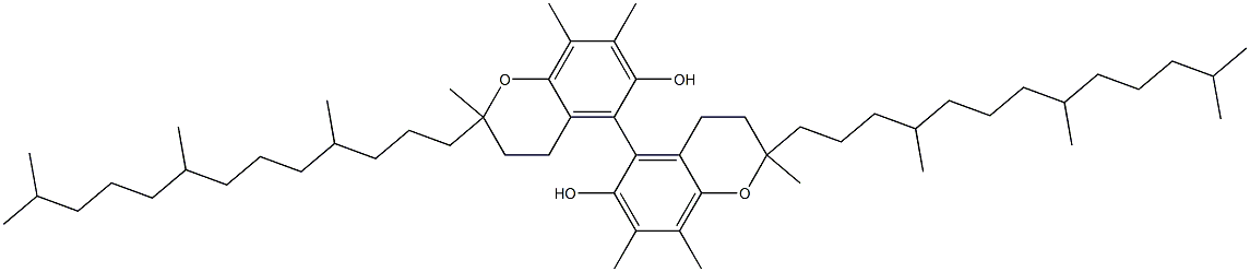 3,3',4,4'-Tetrahydro-2,2',7,7',8,8'-hexamethyl-2,2'-bis(4,8,12-trimethyltridecyl)[5,5'-bi(2H-1-benzopyran)]-6,6'-diol 구조식 이미지
