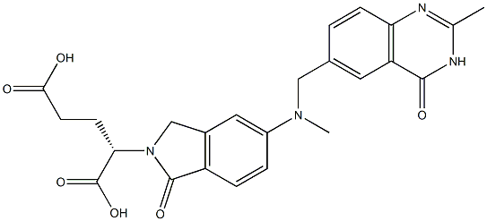 (S)-2-[[1,3-Dihydro-5-[N-methyl-N-[[(3,4-dihydro-2-methyl-4-oxoquinazolin)-6-yl]methyl]amino]-1-oxo-2H-isoindol]-2-yl]glutaric acid 구조식 이미지