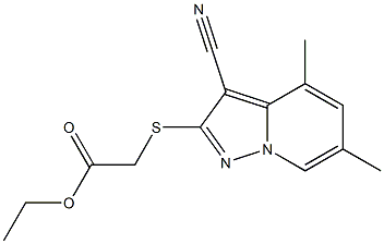 [(4,6-Dimethyl-3-cyanopyrazolo[1,5-a]pyridin-2-yl)thio]acetic acid ethyl ester Structure