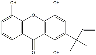 4,5,8-Trihydroxy-7-(1,1-dimethylallyl)-9H-xanthene-9-one 구조식 이미지