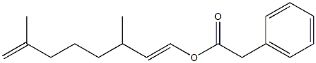 Phenylacetic acid 3,7-dimethyl-1,7-octadienyl ester 구조식 이미지