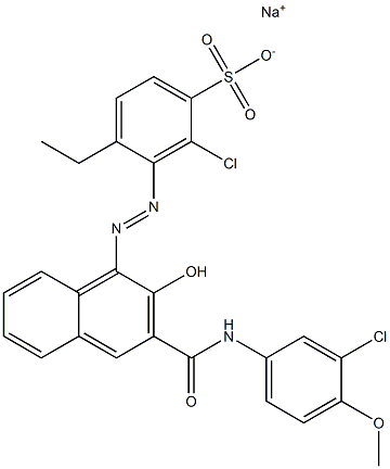 2-Chloro-4-ethyl-3-[[3-[[(3-chloro-4-methoxyphenyl)amino]carbonyl]-2-hydroxy-1-naphtyl]azo]benzenesulfonic acid sodium salt Structure