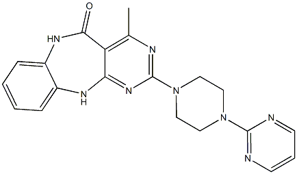 2-[4-(2-Pyrimidinyl)-1-piperazinyl]-4-methyl-11H-pyrimido[4,5-b][1,5]benzodiazepin-5(6H)-one Structure