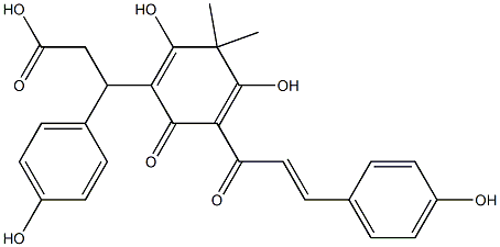 3-[2,4-Dihydroxy-3,3-dimethyl-5-[(E)-4-hydroxycinnamoyl]-6-oxo-1,4-cyclohexadienyl]-3-(4-hydroxyphenyl)propionic acid 구조식 이미지